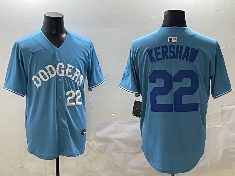 Men Los Angeles Dodgers #22 Kershaw Light Blue Joint Name 2025 Nike MLB Jersey style 20->los angeles dodgers->MLB Jersey